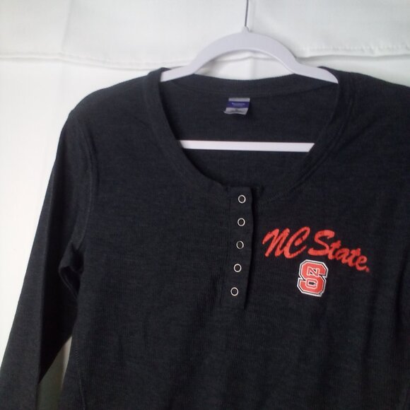 Bottom Drawers Sleepwear Shirt Women M NC State Long Sleeve Thermal Gray - Picture 4 of 14